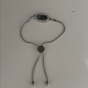 Elegant Silver Bracelet with Black Stone